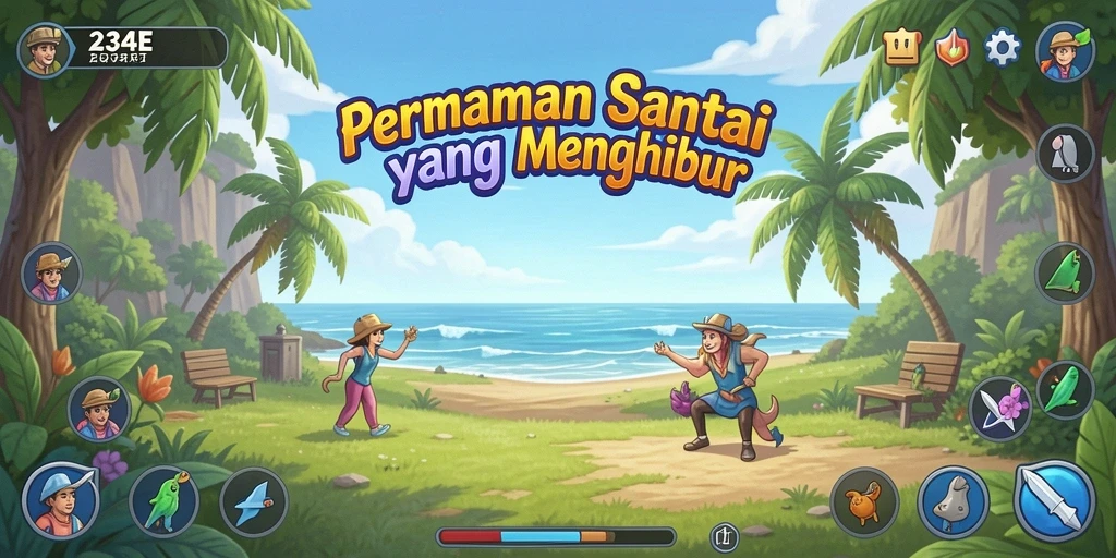 Tangkapan layar gameplay menunjukkan keseruan dengan grafis yang cerah.
