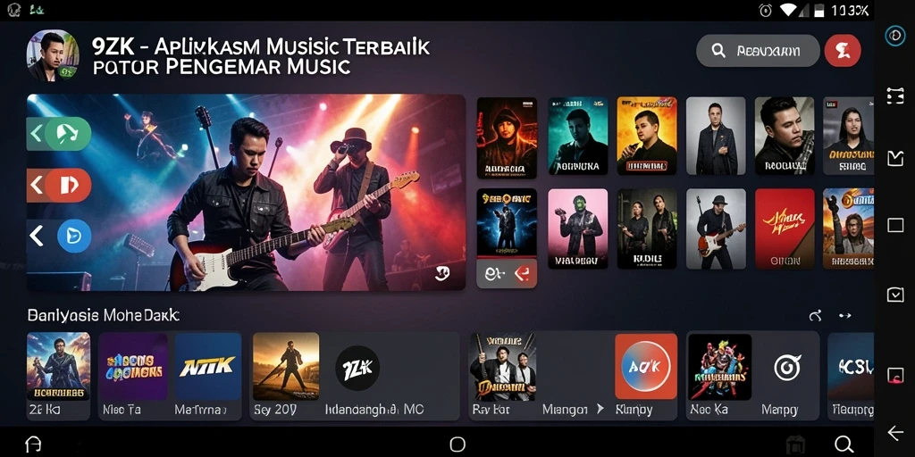Tampilan screenshot 9ZK menampilkan interface aplikasi musik yang menarik.