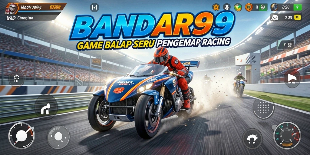Tangkapan layar menampilkan aksi balapan mendebarkan di BANDAR99.