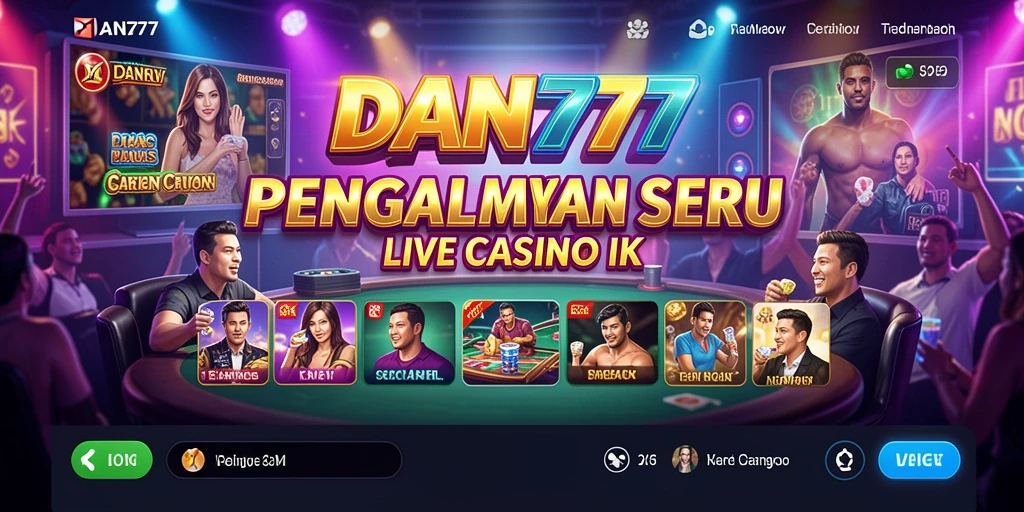 Screenshot menunjukkan dealer langsung yang ramah di meja game Live Casino.