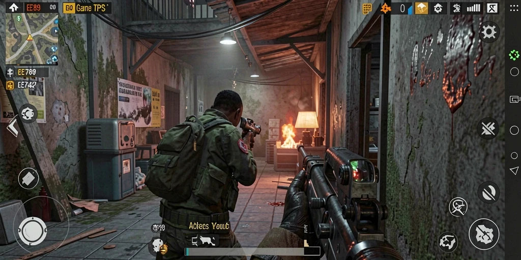 Tangkapan layar EE789 menampilkan aksi gameplay TPS yang mendebarkan.