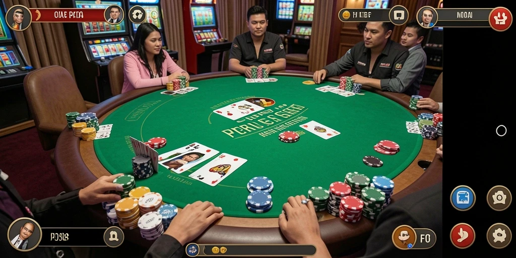 Tampilan screenshot <strong>F08</strong> menampilkan gameplay Poker yang menarik dan interaktif.