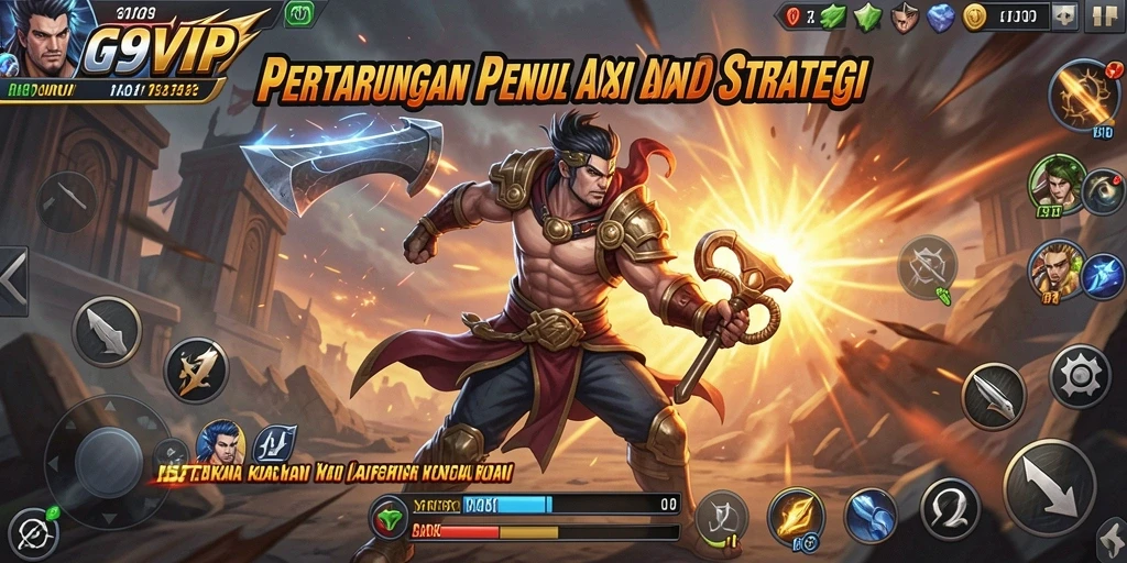 Tampilan dinamis pertarungan di G9VIP dengan karakter unik.
