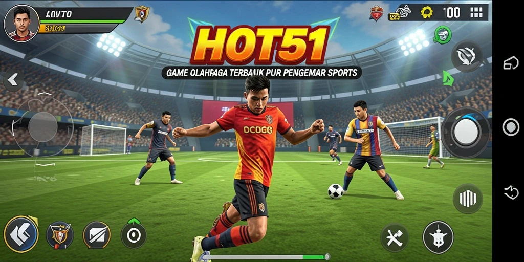 Screenshot HOT51 menampilkan aksi seru dalam permainan olahraga.