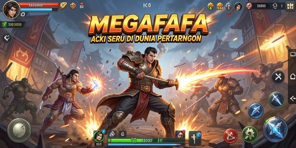Tampilan gameplay seru dalam MEGAFAFA dengan pertarungan yang intens.