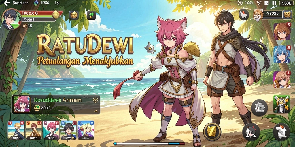 Tampilan gameplay menarik dari RATUDEWI dengan karakter Anime.