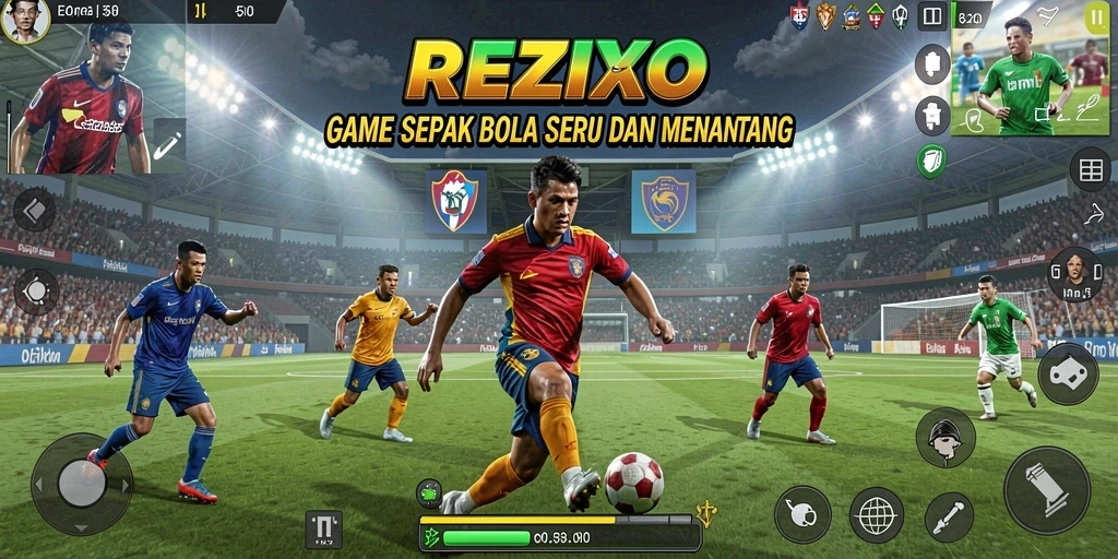 Gameplay <strong>REZIXO</strong> menampilkan aksi sepak bola yang mendebarkan.