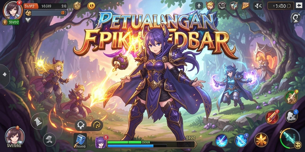 Screenshot gameplay SVIP2 yang menampilkan karakter anime dalam pertempuran epik.