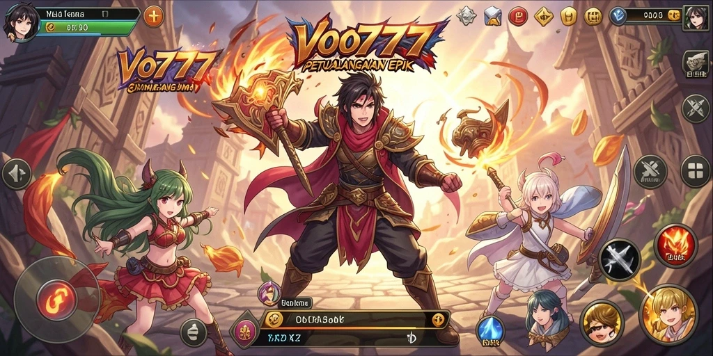 Tampilan menarik dari gameplay VO777 dengan karakter Anime yang penuh warna.