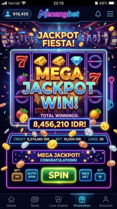 Screenshot aplikasi menangbet yang menampilkan antarmuka pengguna yang menarik.
